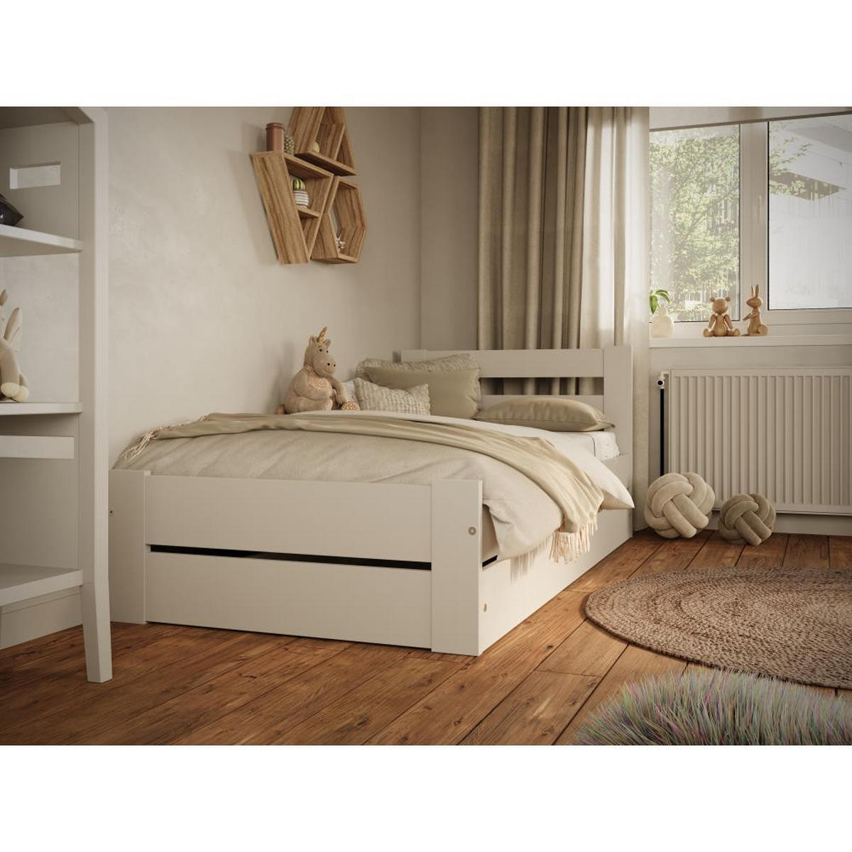 JUGENDBETT Emil 80/160 weiß mit Matratze - Weiß, Holzwerkstoff (80/160cm) - Beautysofa