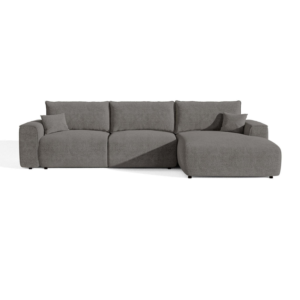 ECKSOFA rechtwinklig COMO Bouclé-Stoff Graphitgrau 297cm - Dunkelgrau/Graphitfarben, Textil (297/167cm) - Premium Interiors