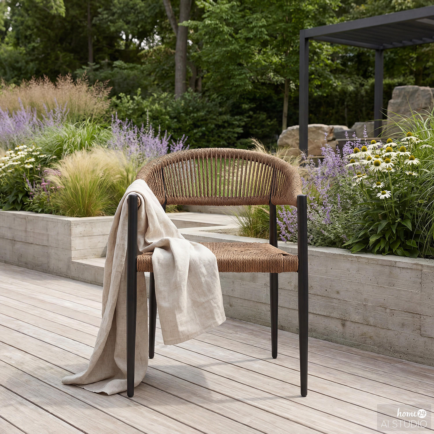 GARTENSTUHL - Aluminium / Polyrattan - Honig, Kunststoff/Metall (56/77/60cm) - home24