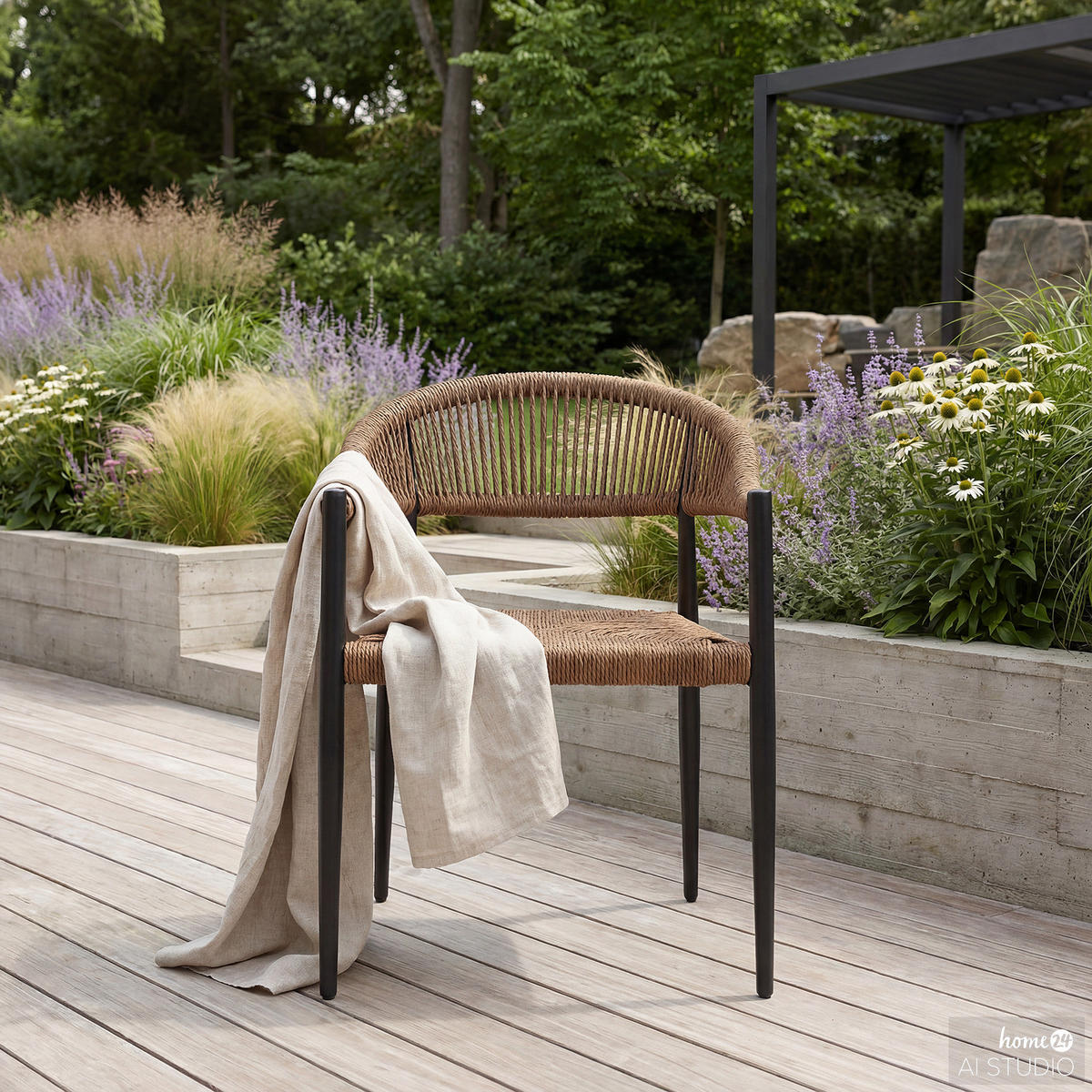 GARTENSTUHL - Aluminium / Polyrattan - Honig, Kunststoff/Metall (56/77/60cm) - home24