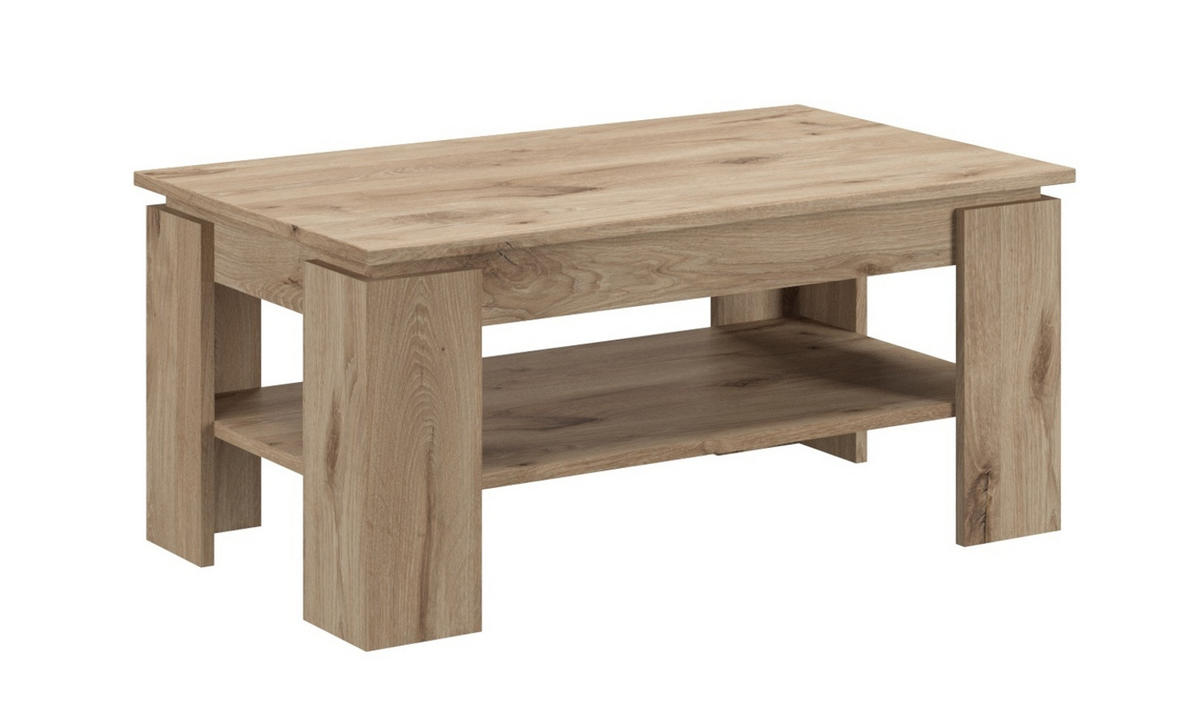 COUCHTISCH Eiche Nox 100 cm, Wohnzimmertisch mit Ablage - Eichefarben, Holzwerkstoff/Metall (100/60/45cm) - Inn.Furn