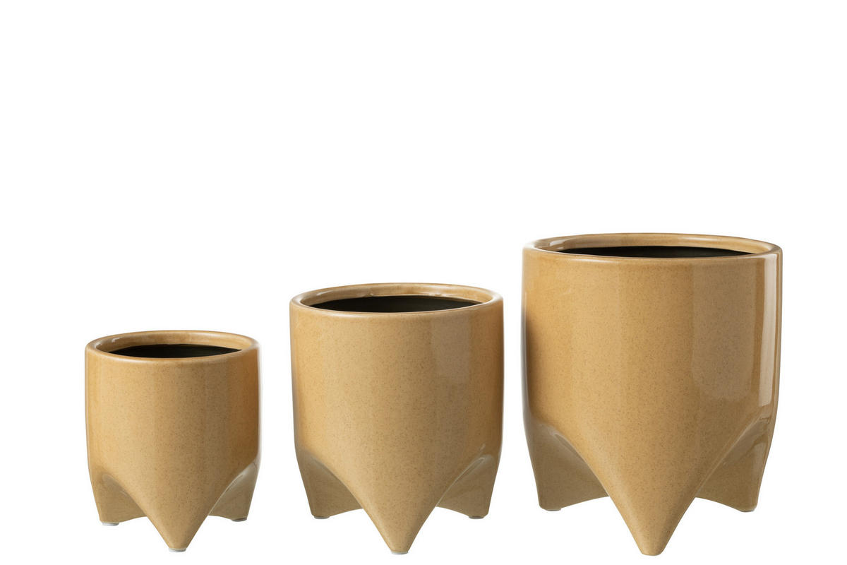 BLUMENTOPF HELIA - Töpferei - Beige - L - Ø 18 cm - Beige, Keramik (18/20.5cm) - J-Line