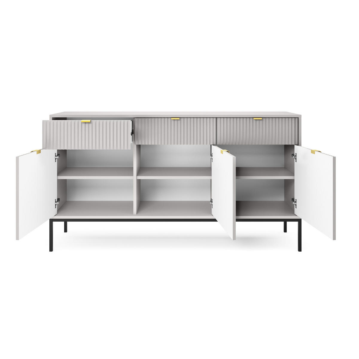 SIDEBOARD Vellore Grau 154 cm - Goldfarben/Schwarz, Holzwerkstoff/Metall (154/83/39cm) - Selsey