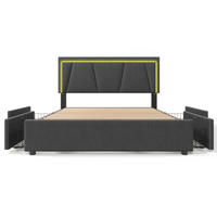 POLSTERBETT 160/200 cm Grau mit LED-Beleuchtung und 2 Schubladen - Grau, Textil (160/200cm) - Oxeza