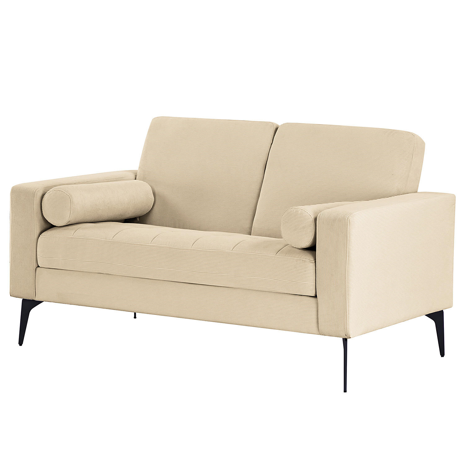 2-SITZER SOFA - Beige - Cord - Stahl - 142 x 82 x 76 cm - Beige/Schwarz, Textil/Metall (142/82/76cm) - home24