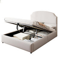 POLSTERBETT 140/200 cm Weiß Anthrazit mit hydraulischem Stauraum und Streifenstoff - Weiß, Textil (140/200cm) - OKWISH