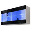 HÄNGEVITRINE SAVONA, Schwarz, LED Blau - Schwarz/Weiß, Glas/Holzwerkstoff (100/50/27.2cm) - Komodee