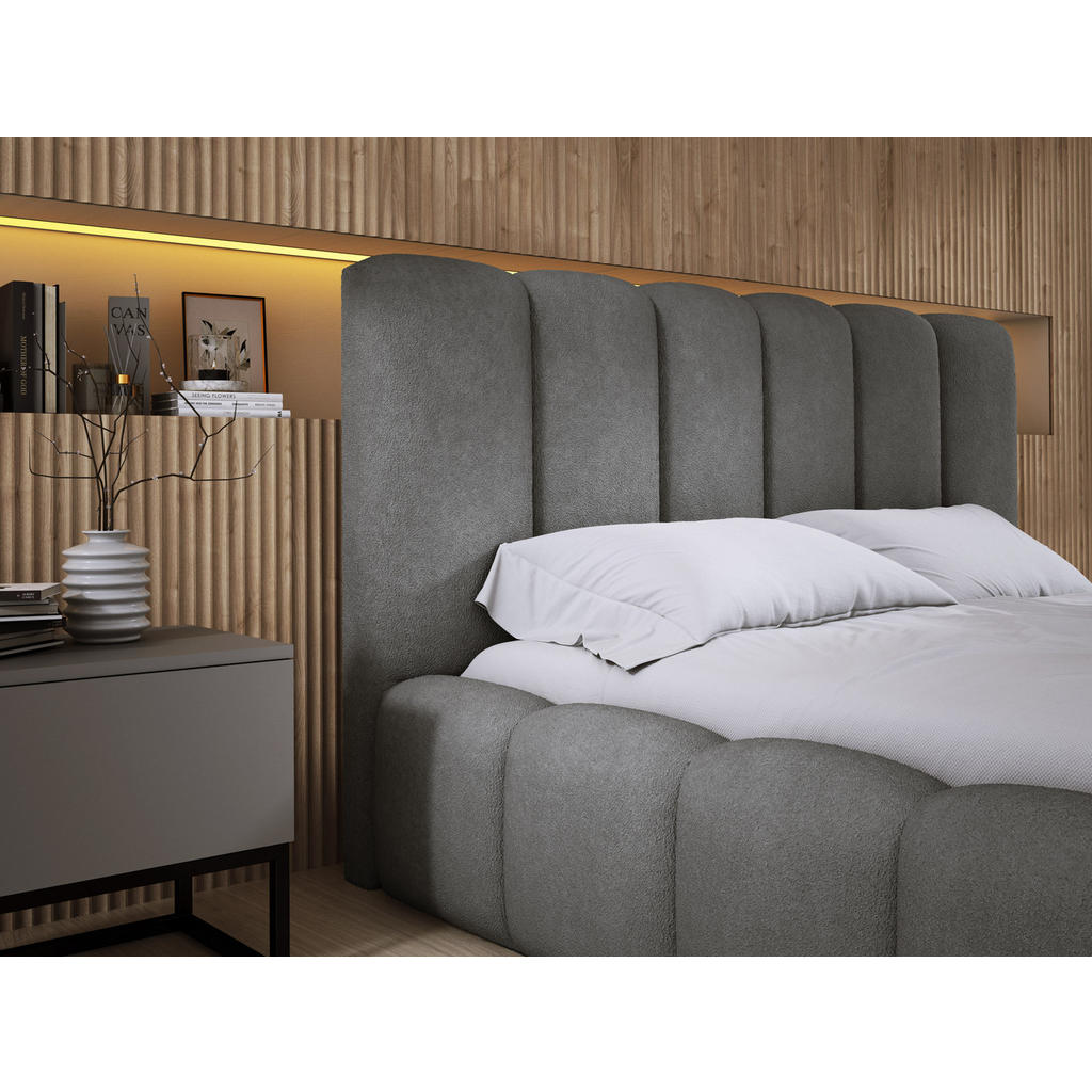 Thumbnail - Luxkor24 Polsterbett, Grau, Textil, 180x200 cm, Schlafzimmer, Betten, Polsterbetten