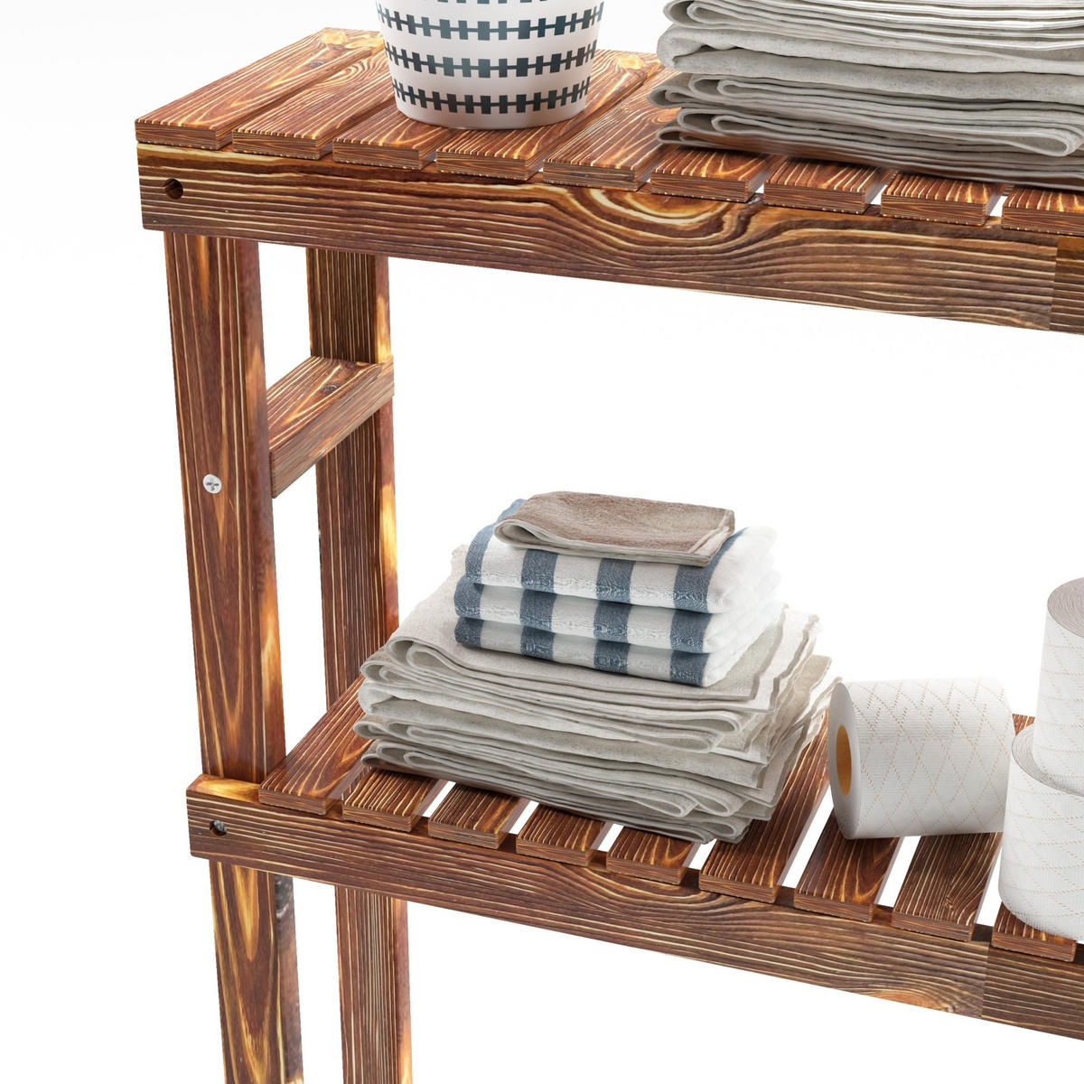 BADEZIMMERREGAL Kinnula - Dunkelbraun, Holz (70/120/20cm) - [en.casa]