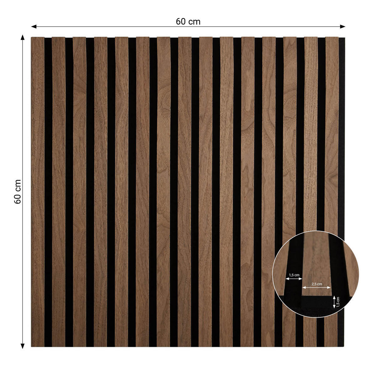 AKUSTIKPANEEL 60/60 cm Wallnuss Braun - Braun, Holz (60/60/2cm) - Homestyle4u