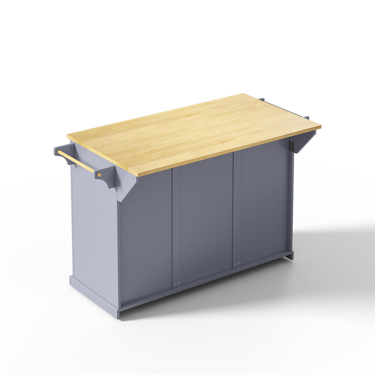 KÜCHENINSEL 89 cm MDF Natur Grau mit Klappbarer Arbeitsplatte und Gewürzregal - Grau, Holzwerkstoff (69/89/121cm) - Korfee
