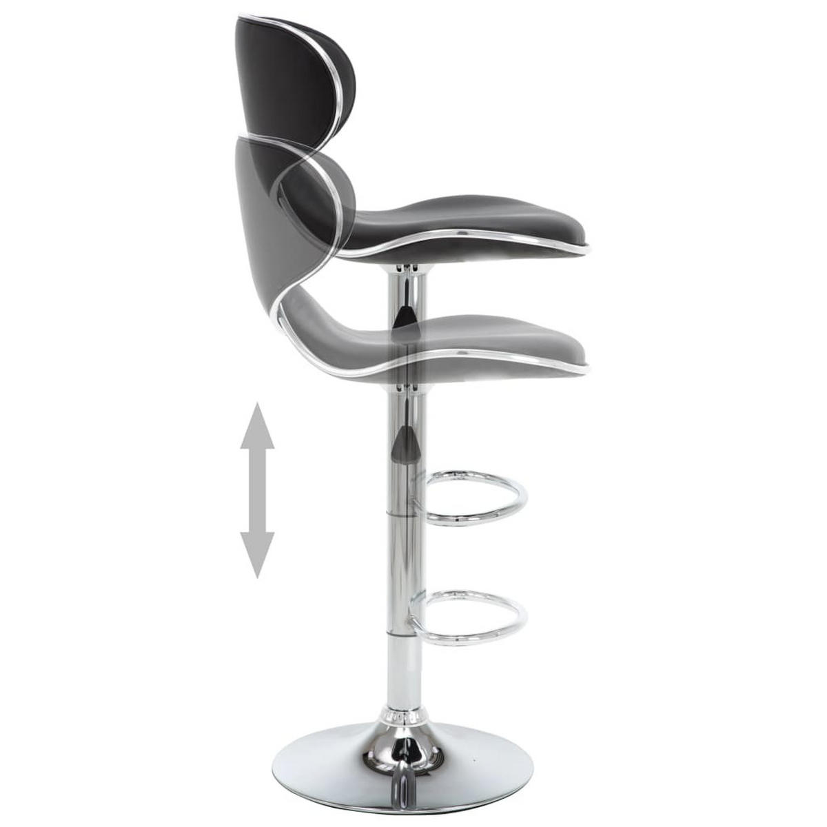 BARHOCKER Supri höhenverstellbar 2er-Set Schwarz Kunstleder - Schwarz, Leder (50/108/46cm) - DELUKE