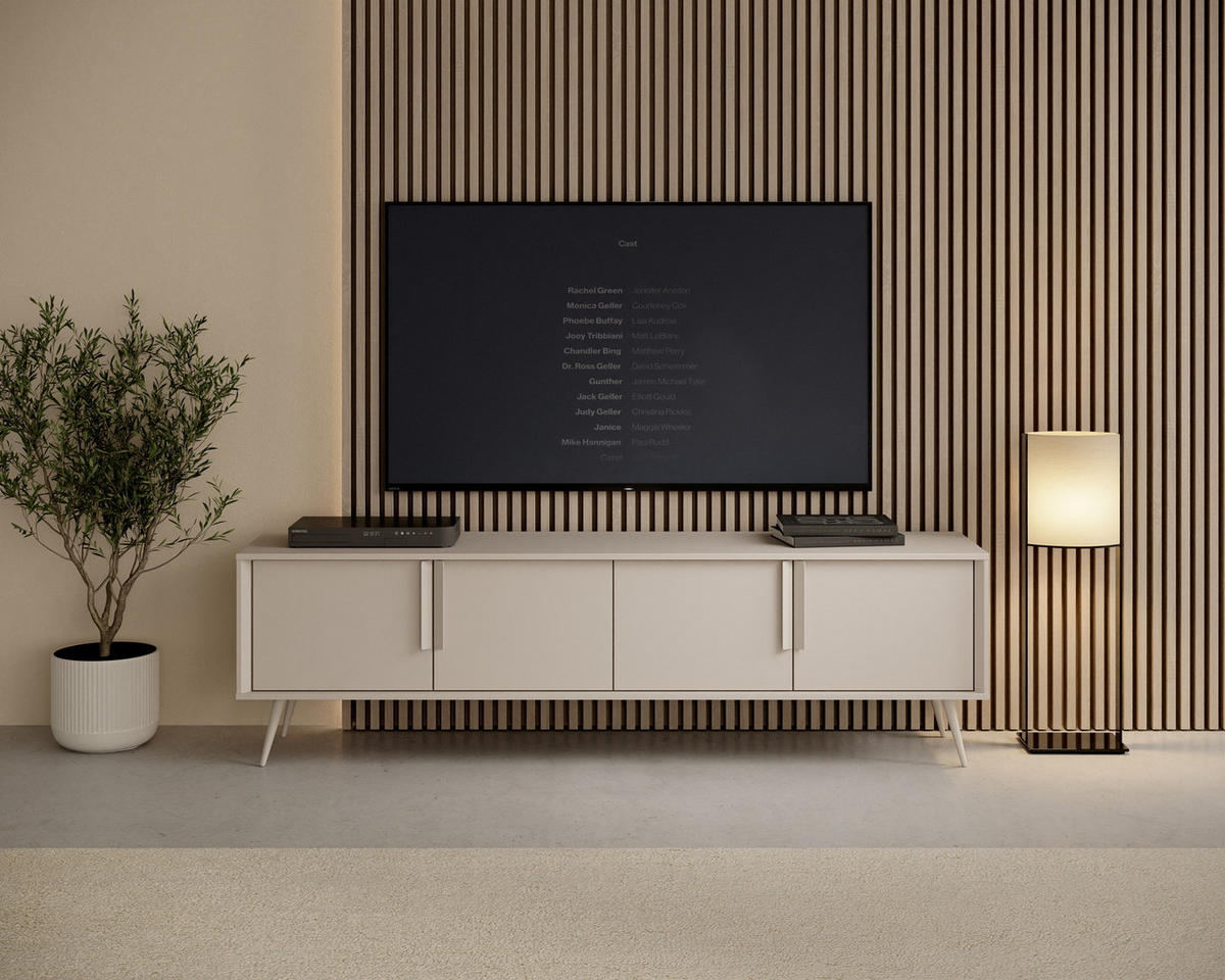 TV Lowboard 186 cm Fabora, Kaschmir, 4 Türen - Kaschmir, Holz/Metall (186/54/40cm) - Emporius