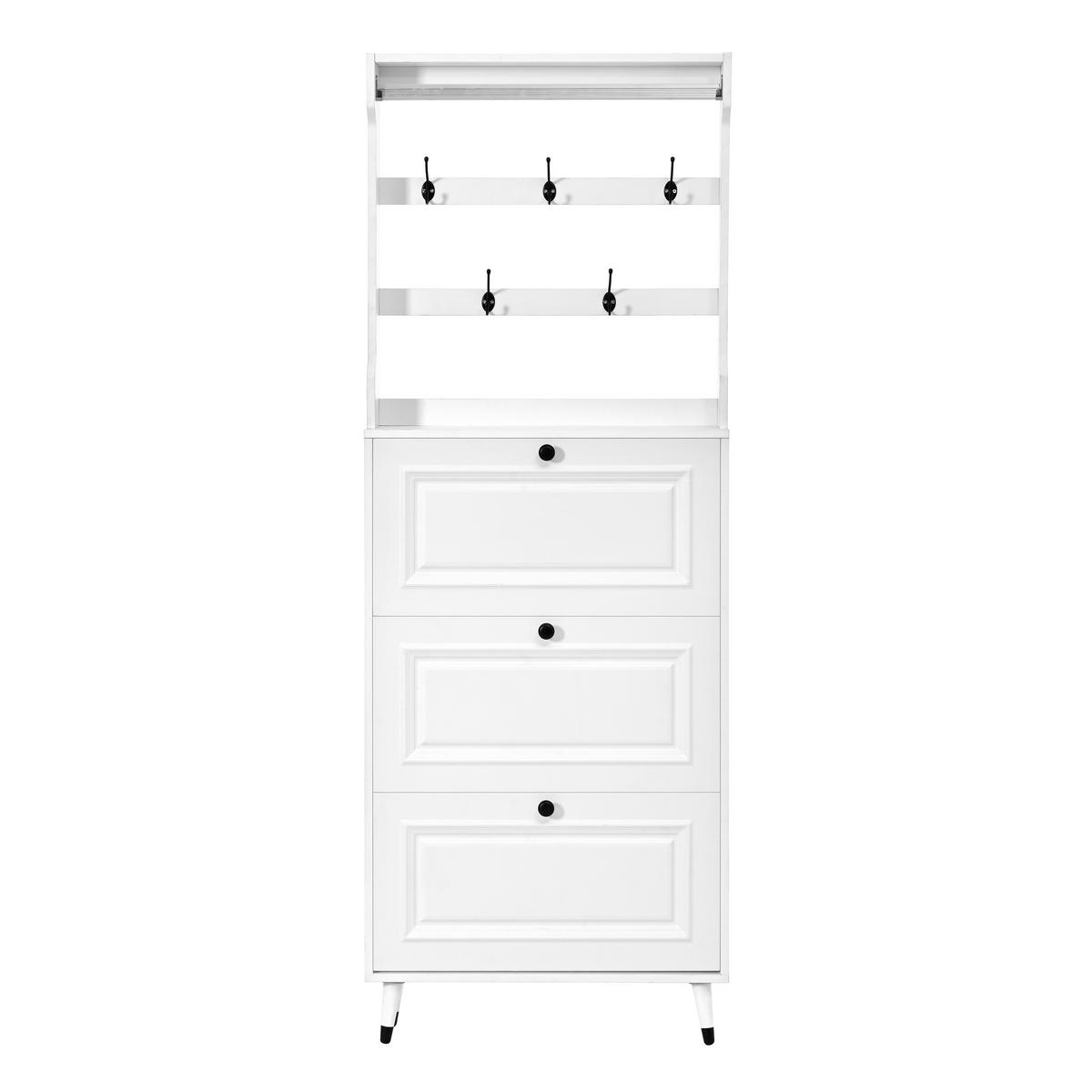 GARDEROBE mit Schuhschrank, Haken und Stauraum für den Eingangsbereich - Weiß, Holzwerkstoff (17/180/66cm) - Korfee