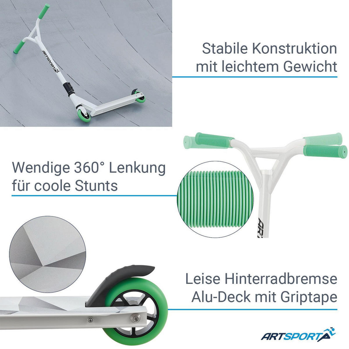 STUNTSCOOTER Futuristic - Weiß, Metall (66/47/84cm) - Artsport