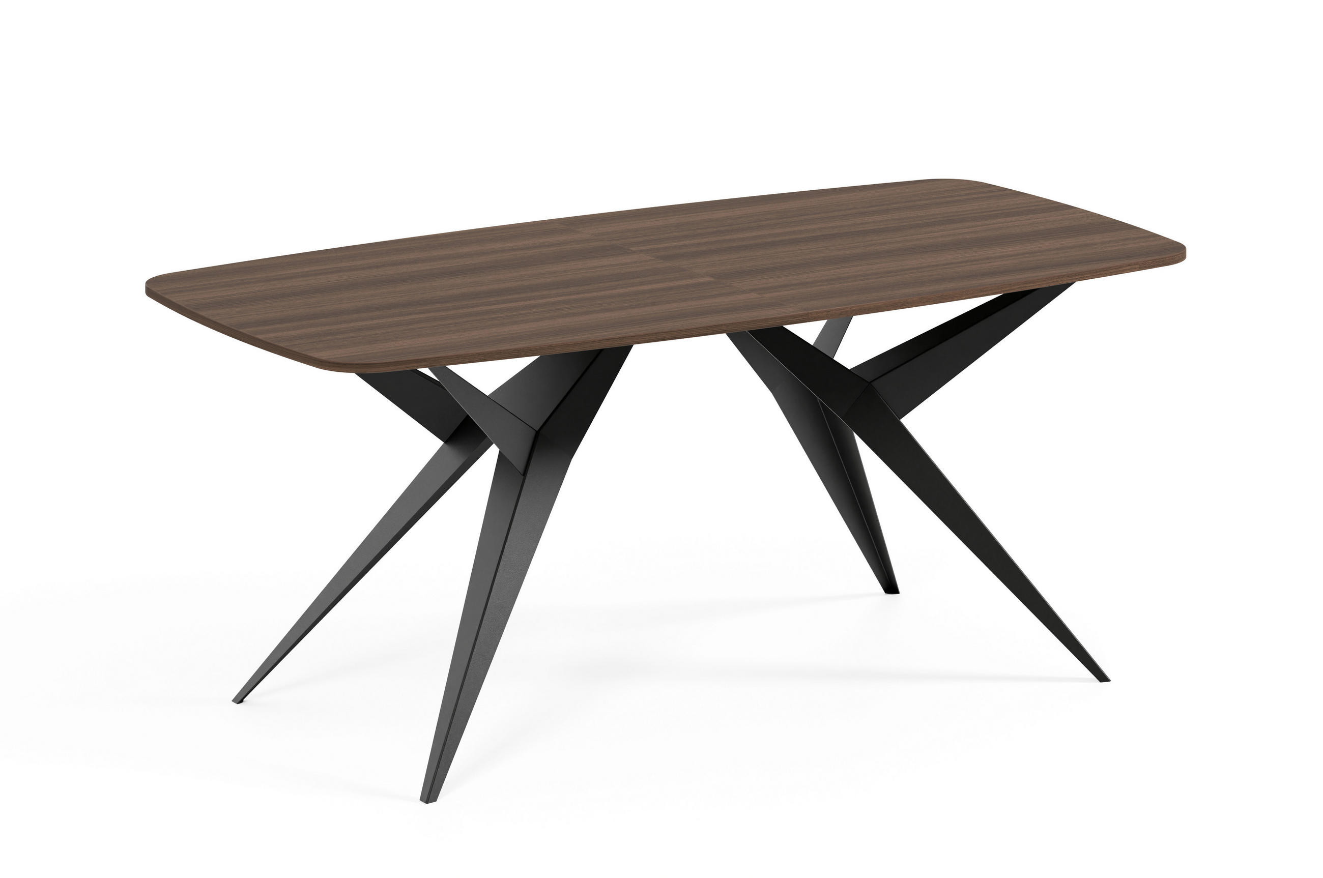 ESSTISCH AXIS - Schwarz/Haselnussfarben, Holzwerkstoff/Metall (90/180/76cm) - Meblini