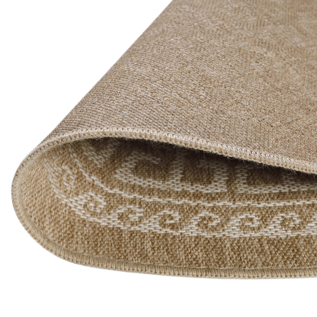 TEPPICH Outdoor Flachgewebe Vintage Polypropylen Balkon Beige Rund 80x80 - Beige, Textil (80/80cm) - KADIMA DESIGN