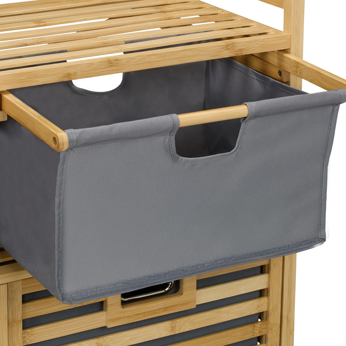WÄSCHEKORB - Hellbraun, Holz/Textil (88/95/33cm) - Relaxdays