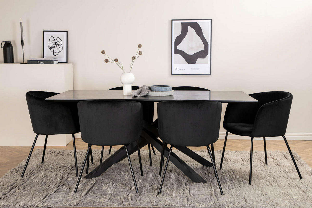 TISCHGRUPPE Schwarz - Schwarz, Holzwerkstoff (90/76/190cm) - ebuy24