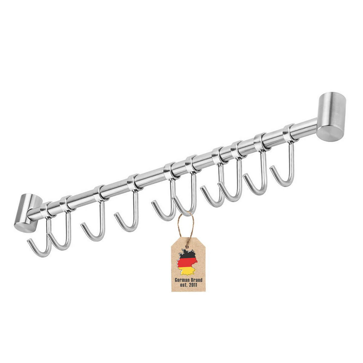 KÜCHEN HÄNGELEISTE mit 10 Haken - Silberfarben, Metall (3.4/2.2/52.6cm) - Intirilife