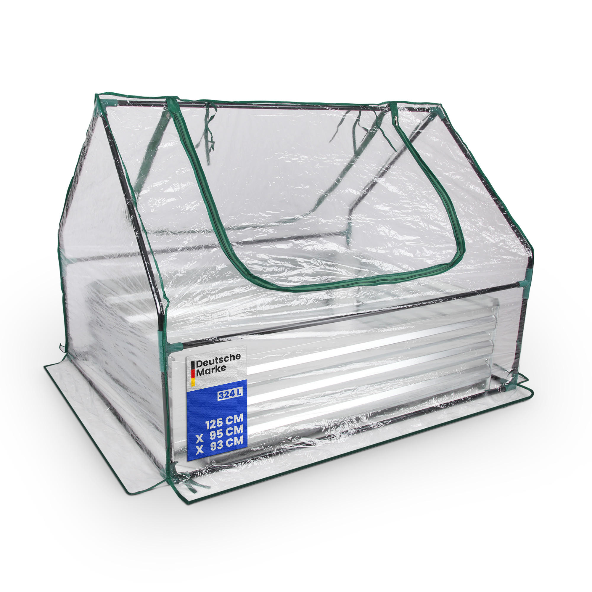 HOCHBEET mit Gewächshaus 95 x 125 x 93 cm - Transparent, Metall (125/93/95cm) - Bestlivings