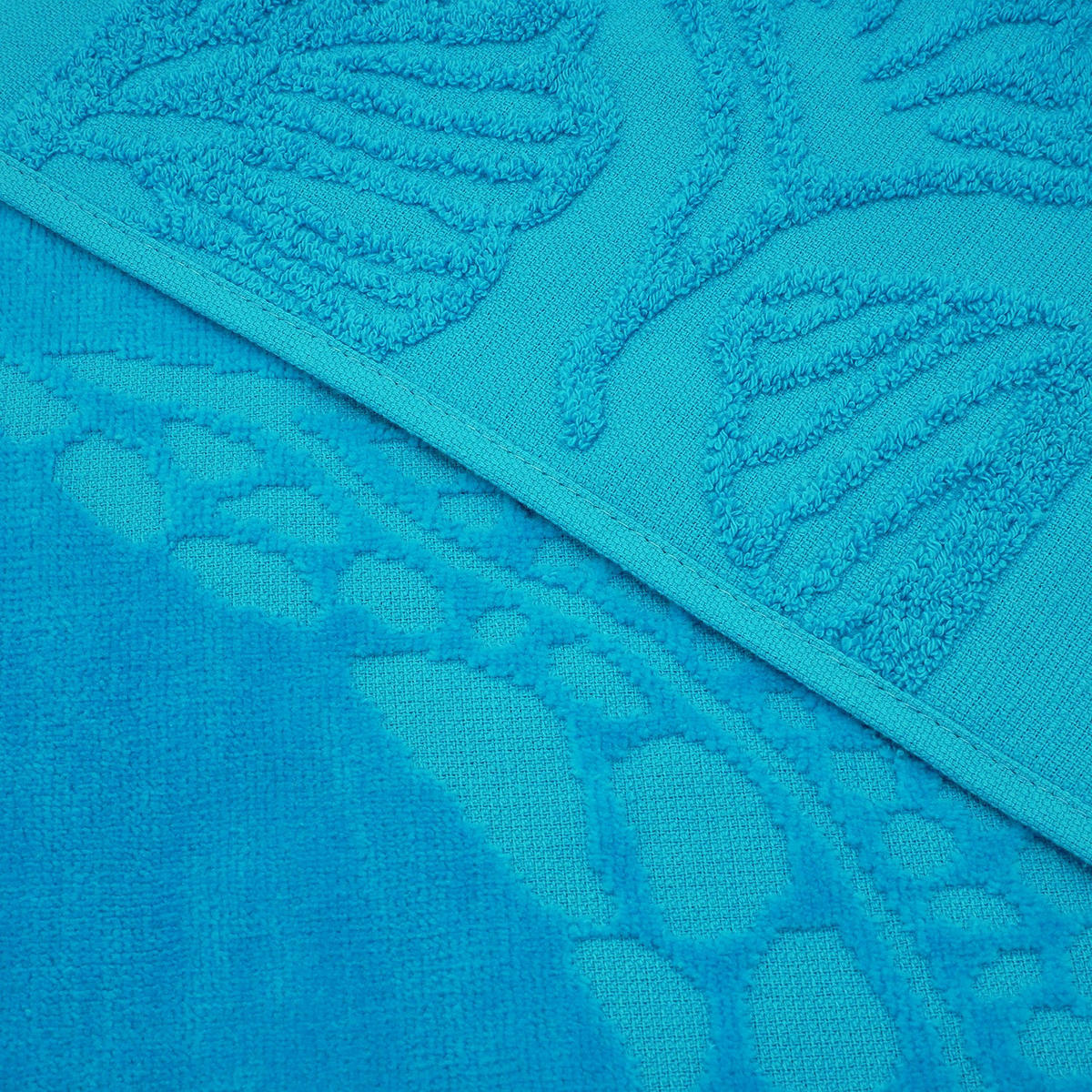 STRANDTUCH Frottee Velours Jacquard Blau 90x170 340g/m² - Kumini - Blau, Textil (170/90cm) - LE COMPTOIR DE LA PLAGE
