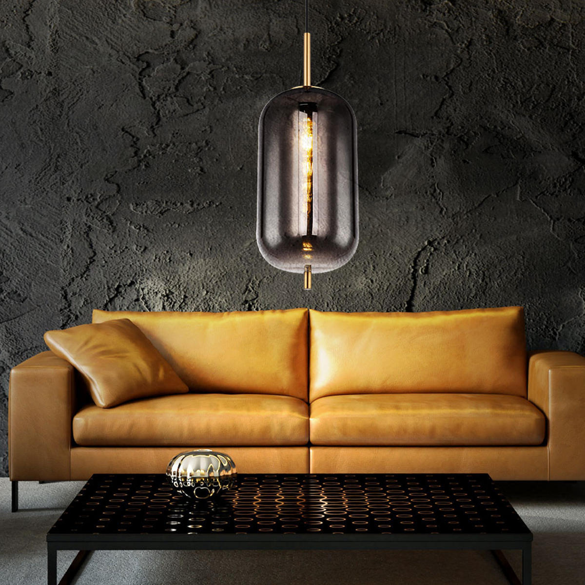 HÄNGELEUCHTE Metall Rauchglas Grau Matt - Grau, Glas (22/22/120cm) - Globo Lighting