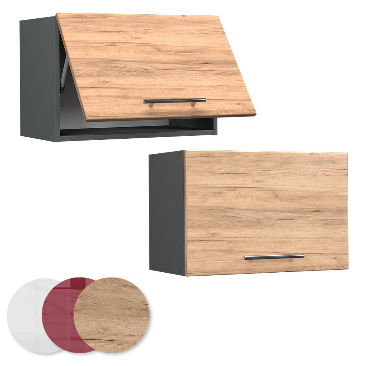 HÄNGESCHRANK Fame-Line Goldkraft Eiche 60 cm Flach - Honigeiche/Anthrazit, Holzwerkstoff (60/40/34.1cm) - Vicco