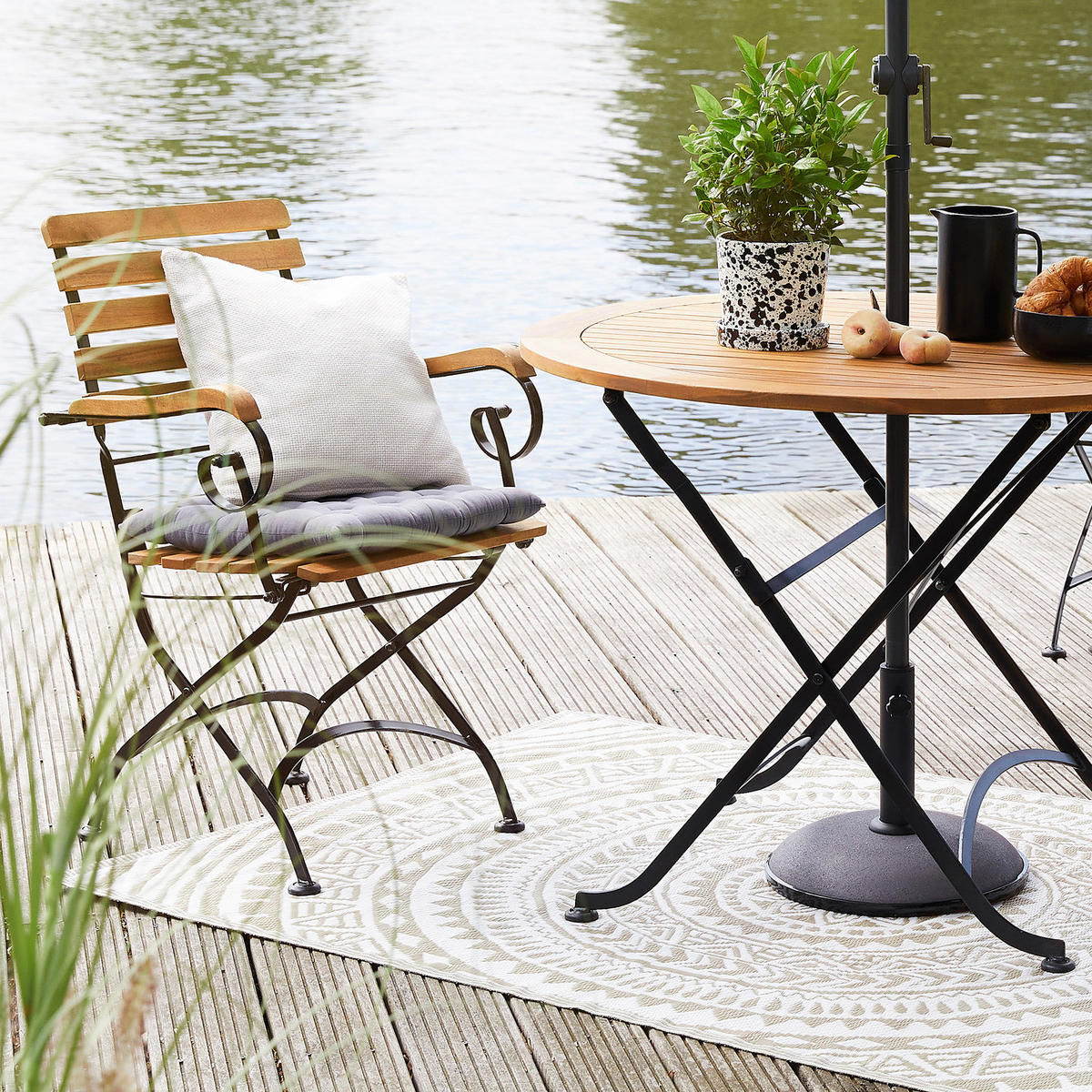 BALKON-SET (3-teilig) Parklife - Braun, Holz/Metall - BUTLERS