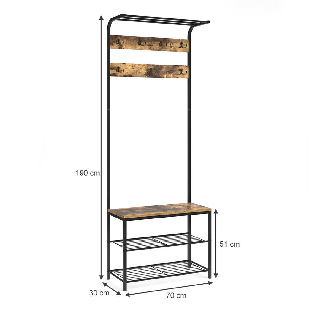 Thumbnail - Vicco Wandgarderobe, Eiche, Schwarz, Holzwerkstoff, 3 Fächer, Rechteckig, 70x190x30 cm, Garderobe, Garderoben-Sets & Ser...