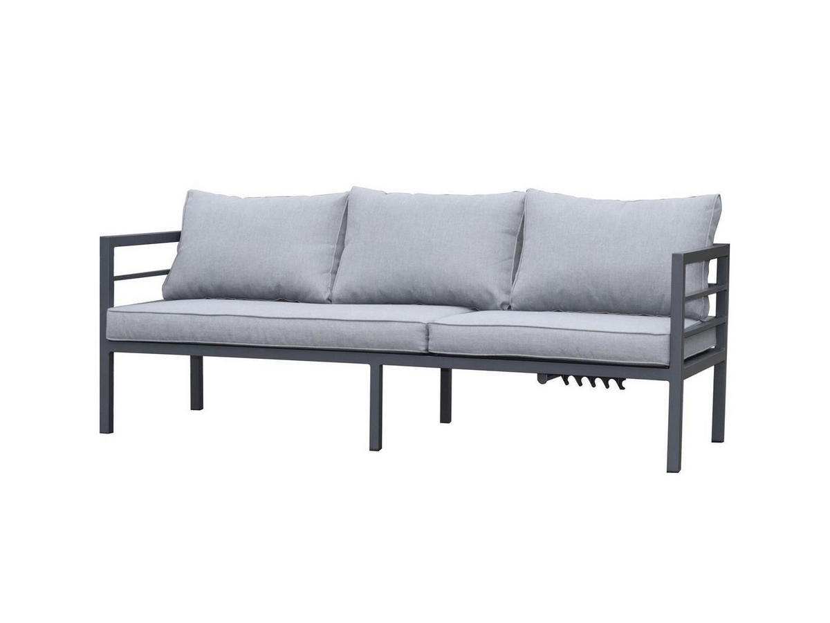LOUNGE-SET Maia Grau / Anthrazit-Grau für 8 Personen, Aluminium pulverbeschichtet, Sicherheitsglas Stone-Look - Grau, Kunststoff - bellavista - Home & Garden