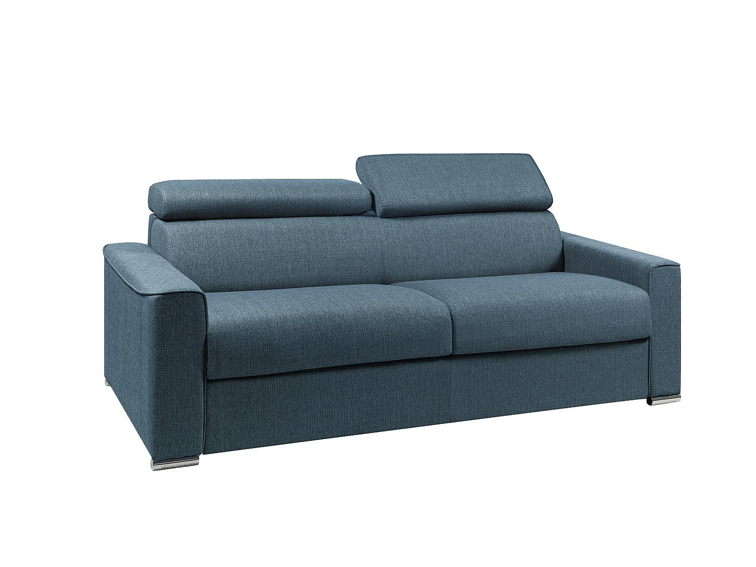 SCHLAFSOFA 4-Sitzer - Liegefläche mit Lattenrost: 160 cm - Matratze: 22 cm mit Memory Schaum - Stoff - Blau - VIZIR - Blau, Textil (216/110/223cm) - Vente-Unique