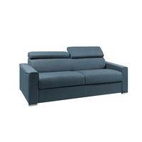 SCHLAFSOFA 4-Sitzer - Liegefläche mit Lattenrost: 160 cm - Matratze: 22 cm mit Memory Schaum - Stoff - Blau - VIZIR - Blau, Textil (216/110/223cm) - Vente-Unique