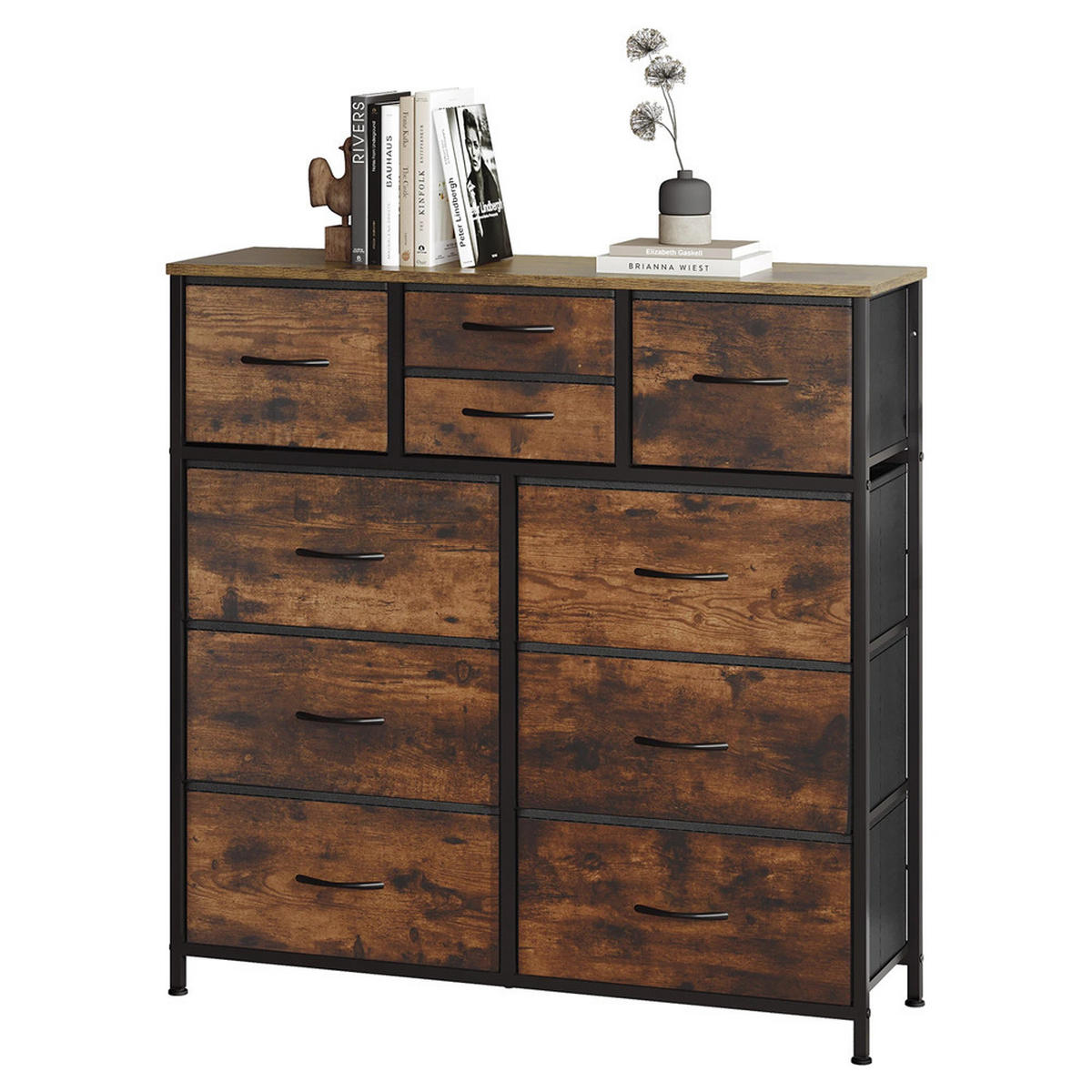 KOMMODE Stoff Sideboard Industrie Metall 100x100x30 cm - Braun, Metall (100/100/30cm) - Kaket