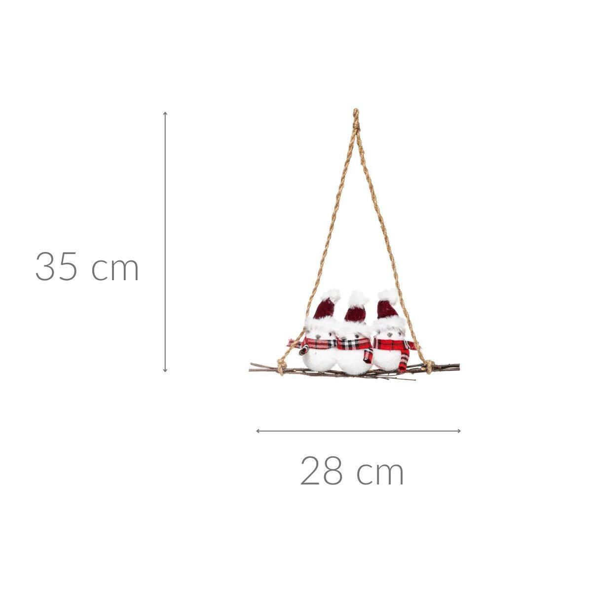 HÄNGEDEKO Schneemänner auf Ast - Multicolor, Kunststoff (5/35/28cm) - Atmosphera Createur d´interieur