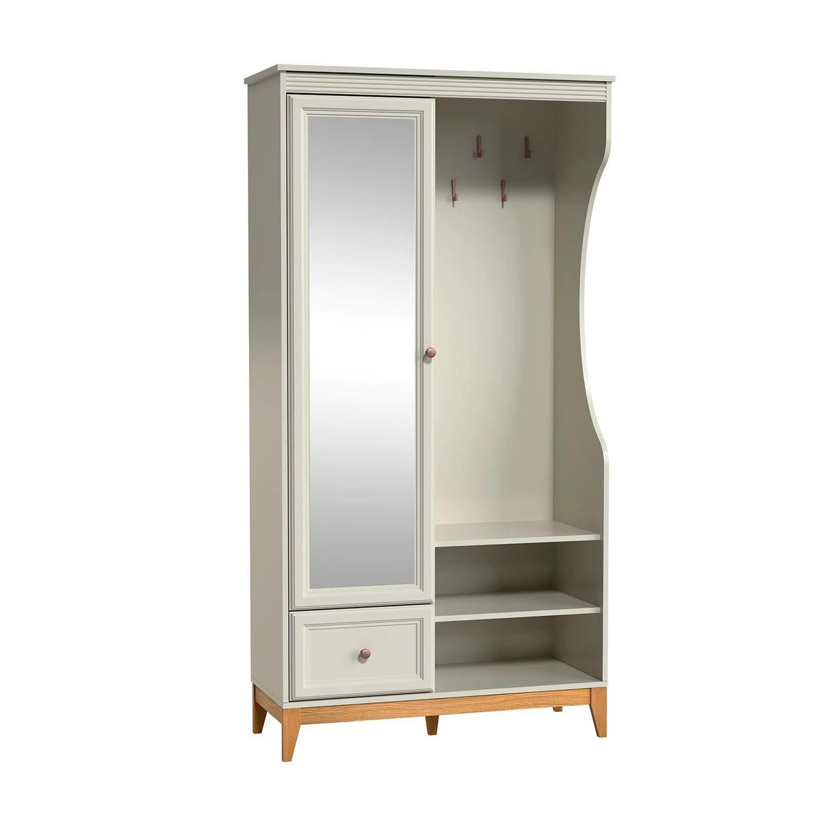 GARDEROBE Windsor Kaschmir, Eintürige mit Schublade und Spiegel - Kaschmir, Holzwerkstoff (100/193/41cm) - Bettso