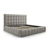 BETT mit Bettkasten und Kopfteil Mamaia aus Samt hellgrau 200x200cm - Hellgrau, Textil (200/200cm) - Micadoni