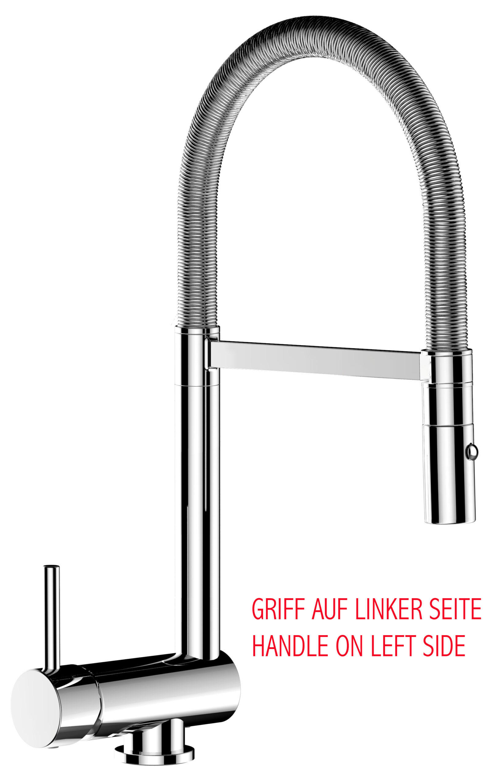 VORFENSTER-KÜCHENARMATUR, Umklappbar 6 CM, Verchromt, 2-Strahl-Brause, LINKER HEBEL - Chromfarben, Metall (21.3/48.2/21.3cm) - VIZIO
