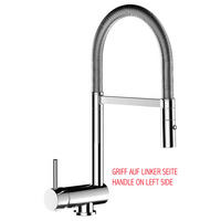 VORFENSTER-KÜCHENARMATUR, Umklappbar 6 CM, Verchromt, 2-Strahl-Brause, LINKER HEBEL - Chromfarben, Metall (21.3/48.2/21.3cm) - VIZIO