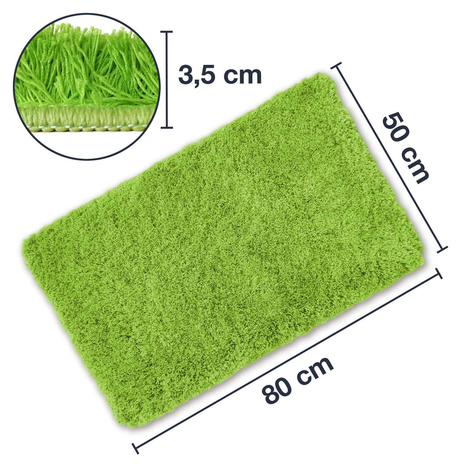 HOCHFLOR BADEMATTEN MALMÖ - Grün, Textil (50/80cm) - WohnDirect