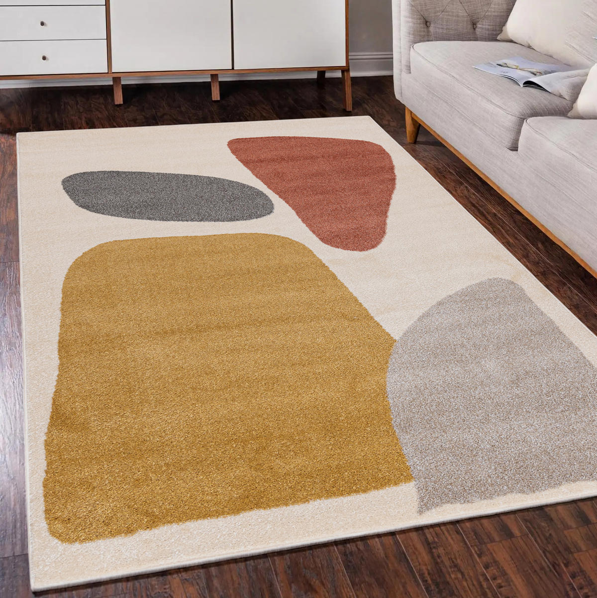 TEPPICH Beige Geometrisch In-Outdoor Pflanzlich Kurzflor Rechteckig 80 x 150 cm - Currygelb/Beige, Textil (80/150cm) - Mazovia