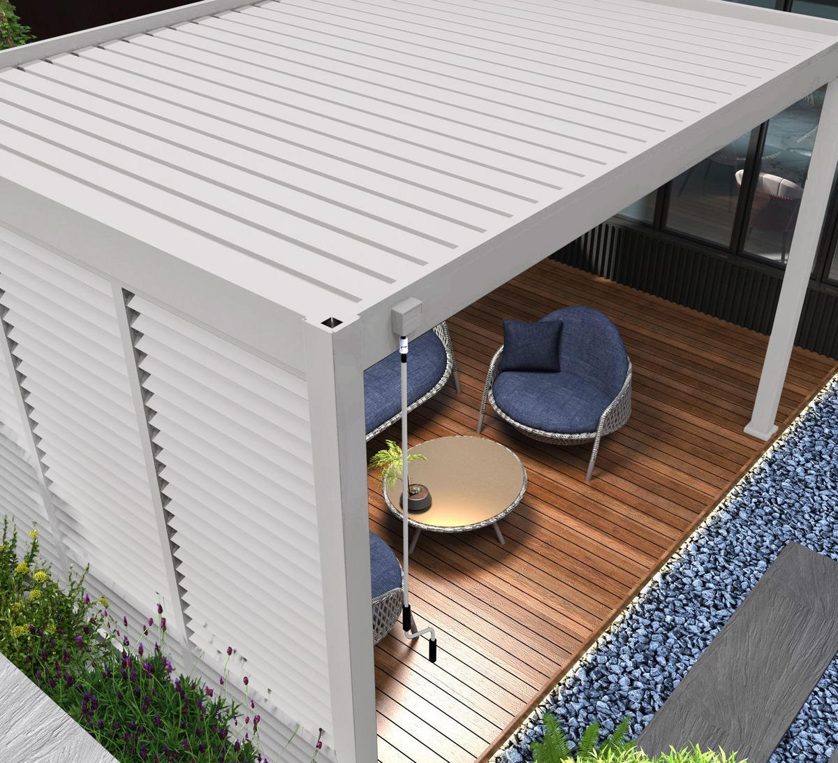LAMELLENWAND für Pergola horizontal aus Aluminium 113cm Weiß - Weiß, Metall (113/234/6cm) - WEIDE