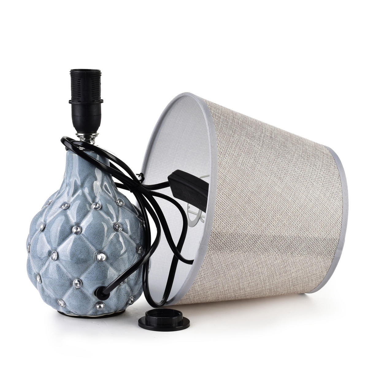 STOLNÍ LAMPA, keramika, modrá - modrá, keramika (10.5/10.5/30cm) - Mondex