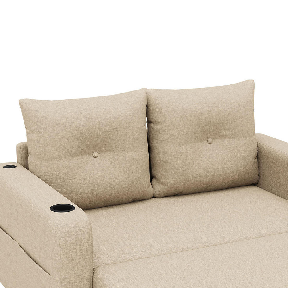 KLAPP-DOPPELSOFA mit Schlaf-Funktion in Beige - Beige, Textil (81/94/131cm) - KOMHTOM