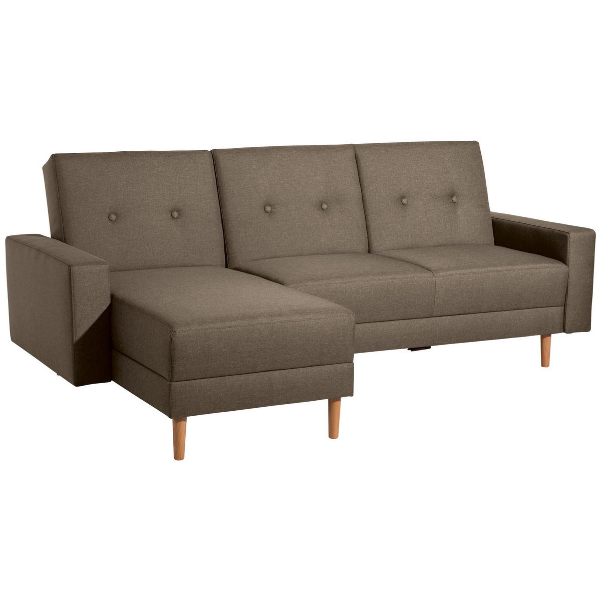 FUNKTIONSSOFA mit Hocker Kattie Flachgewebe sahara - Sahara, Kunststoff (144/230cm) - 58aufmkessel