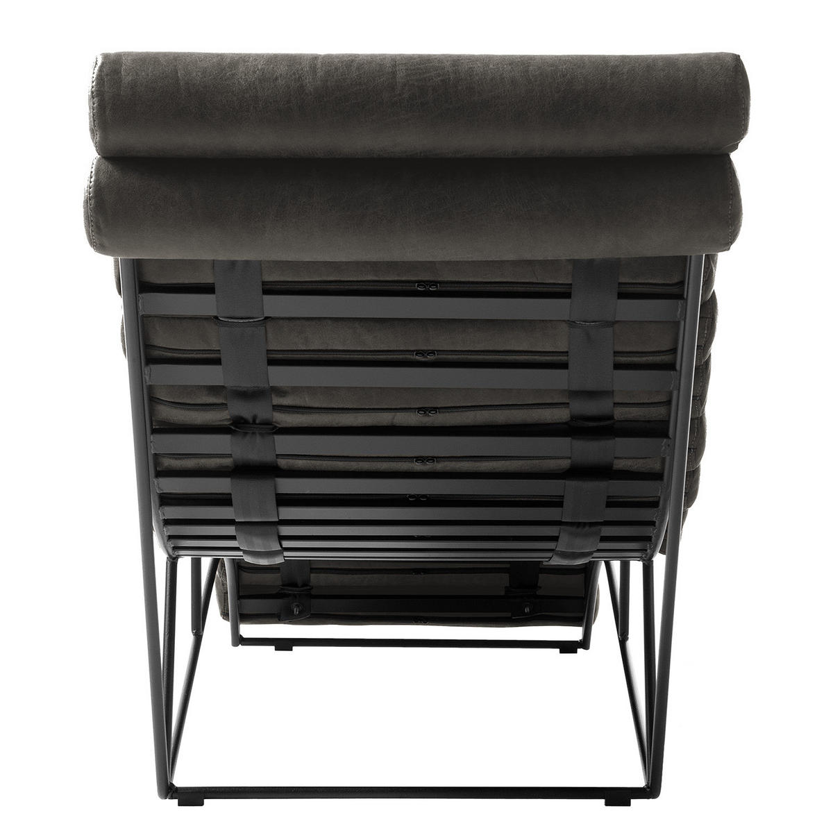 RELAXLIEGE - Antiklederlook - Grau, Textil (185/81/62cm) - home24