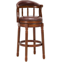 BARHOCKER drehbar mit Rückenlehne Sitzhöhe 75 cm Echtleder Braun Holz - Braun, Holz (54.8/96/54.81cm) - Meubliv