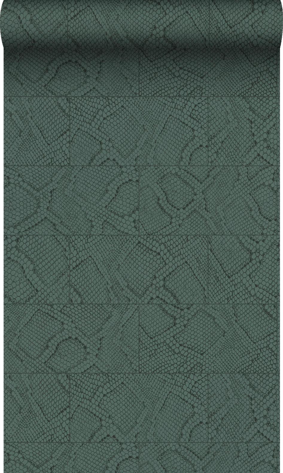 TAPETE Fliesenmuster mit Schlangenhaut-Motiv 53 cm x 10.05 m - Blau, Papier (53/1000cm) - Origin Wallcoverings