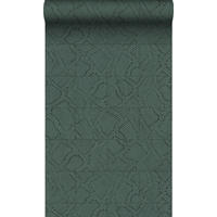 TAPETE Fliesenmuster mit Schlangenhaut-Motiv 53 cm x 10.05 m - Blau, Papier (53/1000cm) - Origin Wallcoverings
