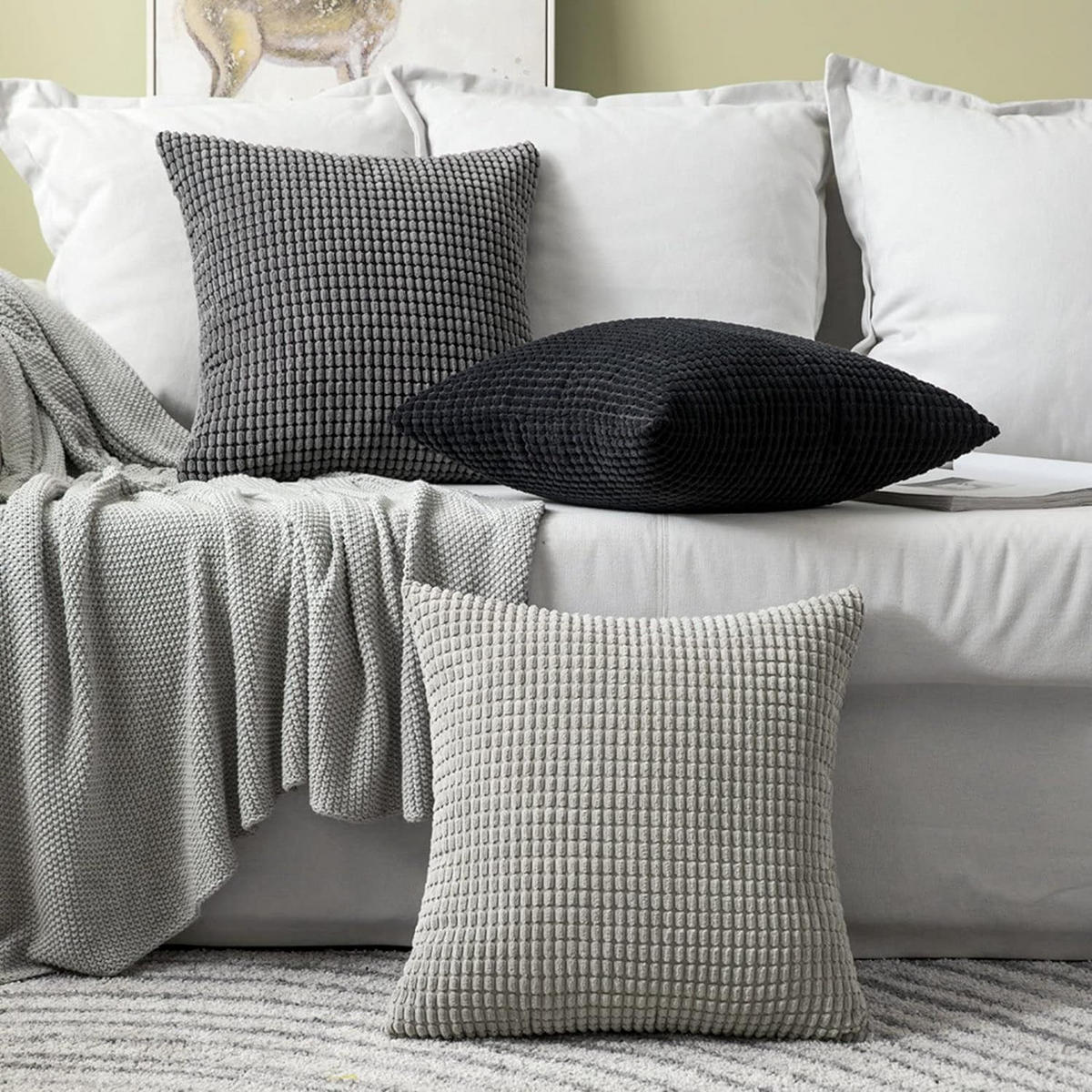 KISSENHÜLLE 45/45 cm，2er-Set - Dunkelgrau, Textil (45/45cm) - Kaket